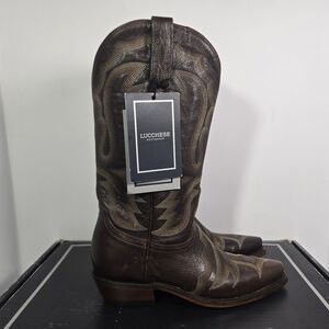 Lucchese Leather Womens 7B Sage Western Boots Chocolate Brown M5140.54 Size 7 B